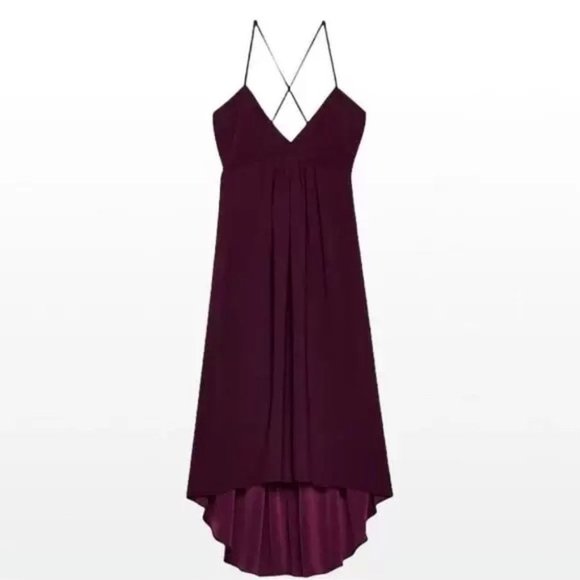 Aritzia Wilfred  Cami Midi Criss Cross Tie Burgundy Dress - Picture 1 of 13